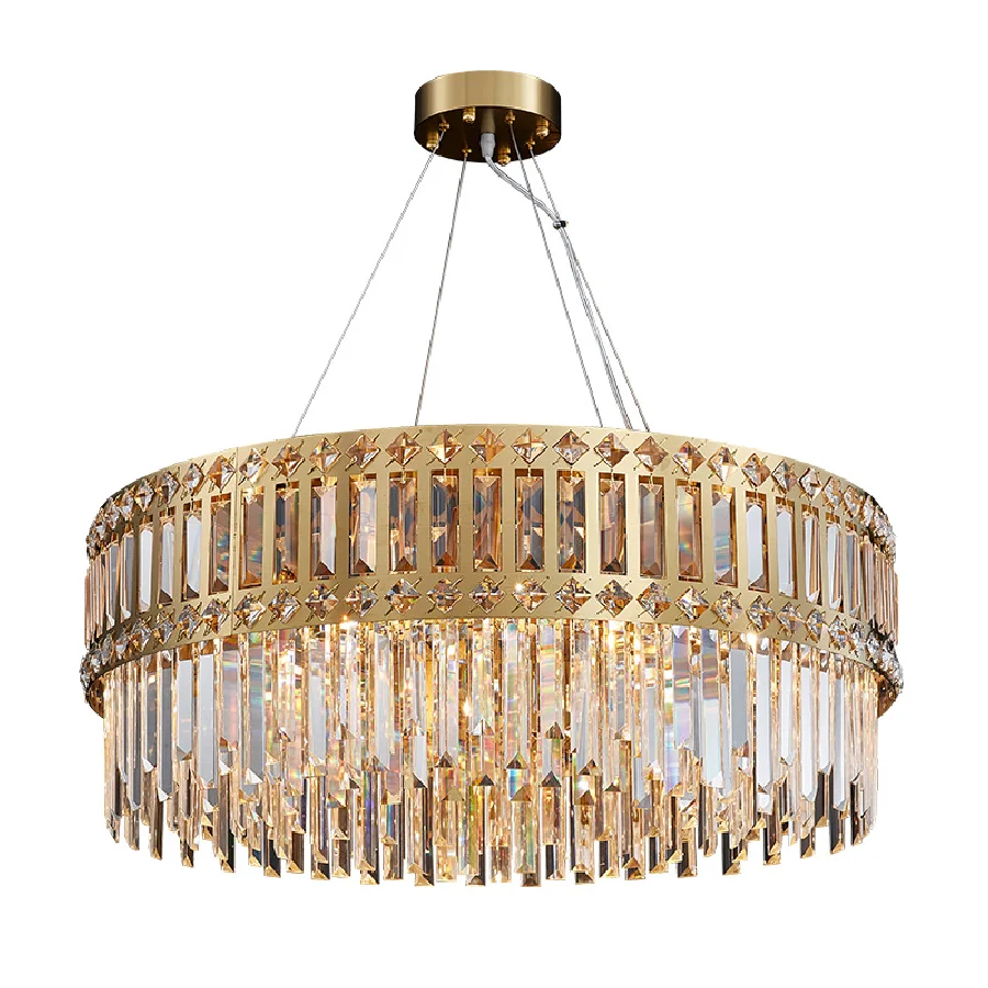 

Nordic Luxury Gold Chandelier High Quality K9 Crystal Suspension Lamps Exquisite Lustre Lights for Foyer Living Room
