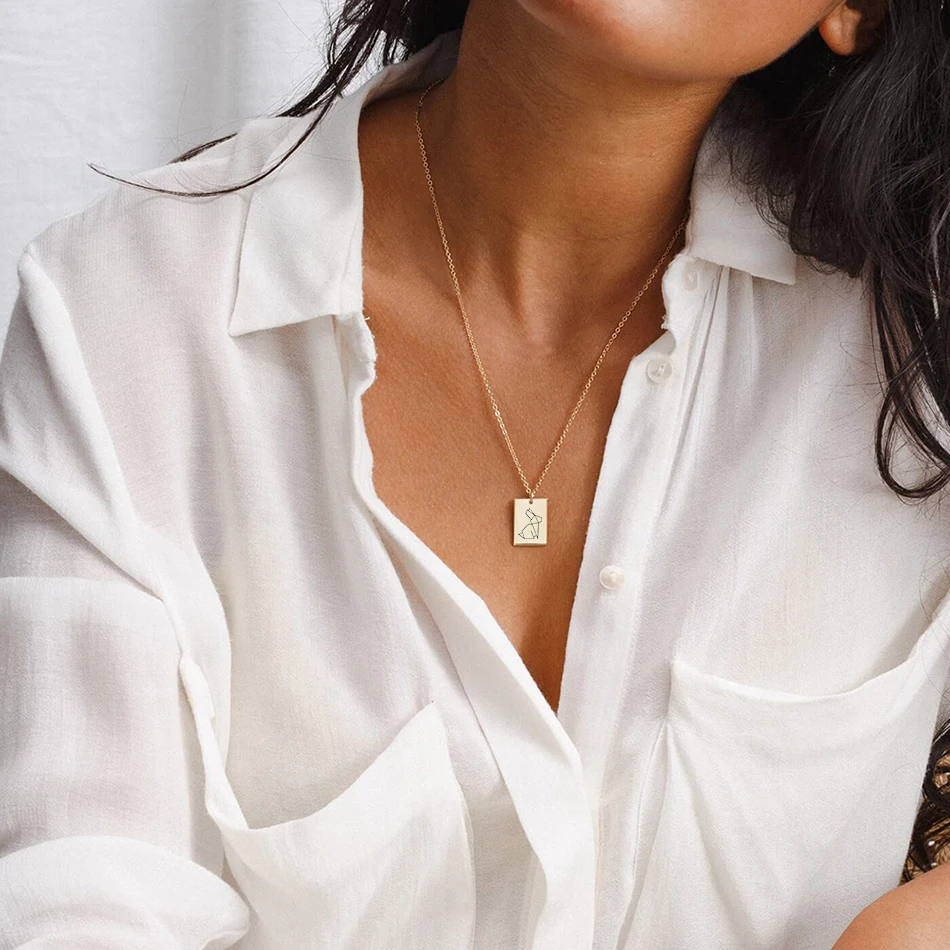 Ожерелье из нержавеющей стали с лазерной гравировкой на заказ Женский