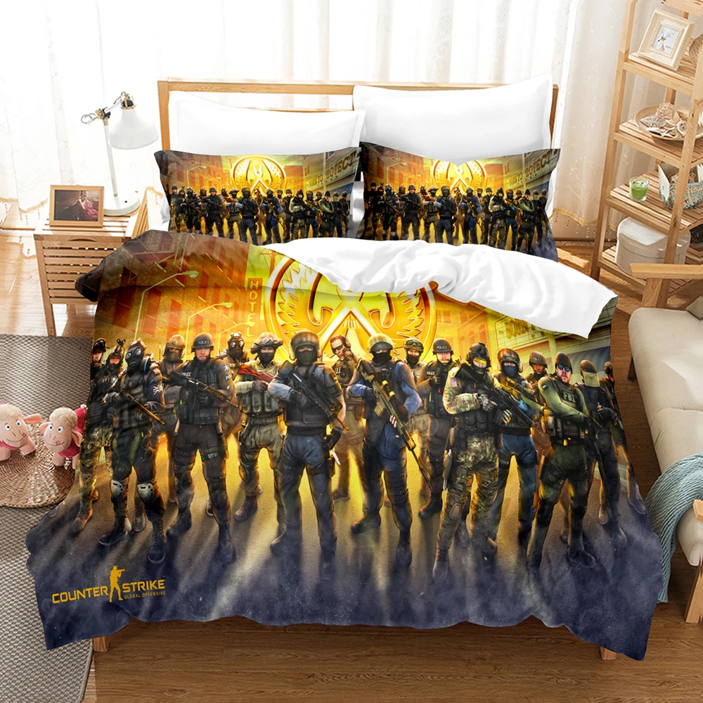 

3D printed CSGO Counter Strike Bedding Set Down Quilt Cover with Pillowcase Double Complete Queen King Bedding