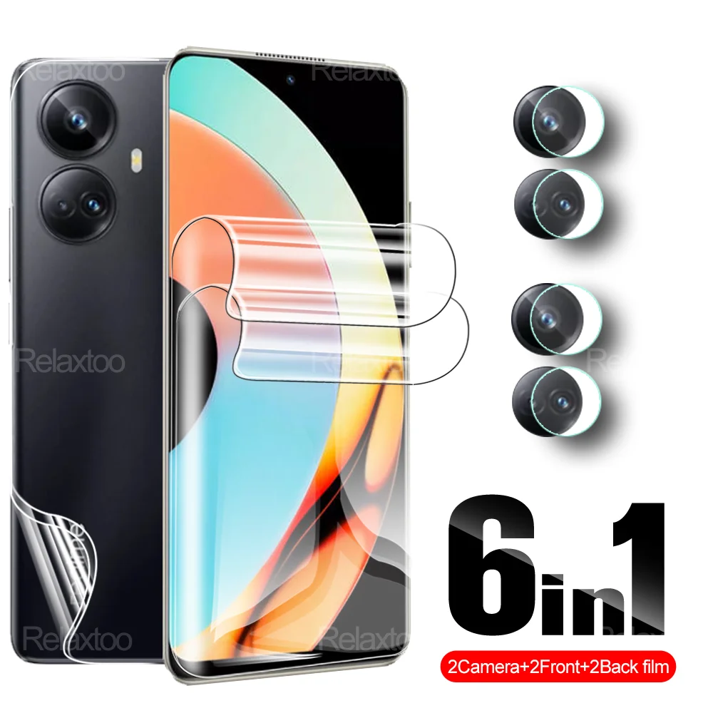 

6in1 Front Back Cover Hydrogel Film For Realme 10 Pro Plus Camera Lens Glass For Realmy 10Pro Realme10 Pro+ 4G Screen Protector