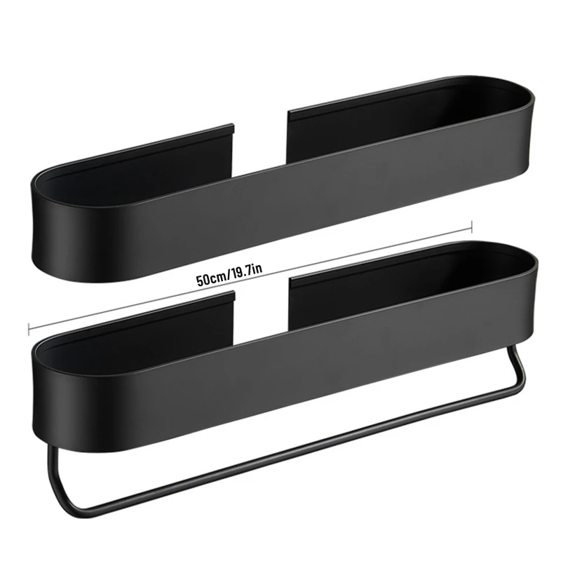 

M17D Shampoo Holder Wall Mounted Storage Tray with Towel Bar Kitchen & Bathroom Dual-purpose Shelf 2-Layers Shower Caddy