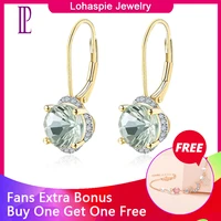 lp solid 14 karats yellow gold diamond earrings natural green amethyst 3 79ct special daisy cutting fine gemstone jewelry