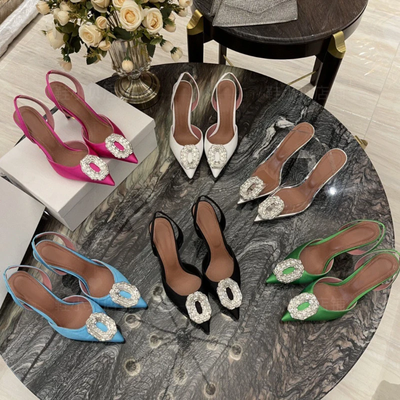 

Сандалии Baotou женские Стразы, туфли с острым носком, на высоком каблуке-шпильке, женская прозрачная обувь с кристаллами