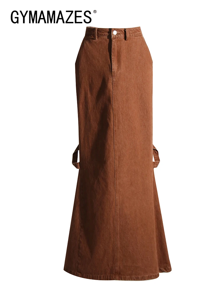 

Юбка женская трапециевидная с разрезом, высокой талией и пуговицами