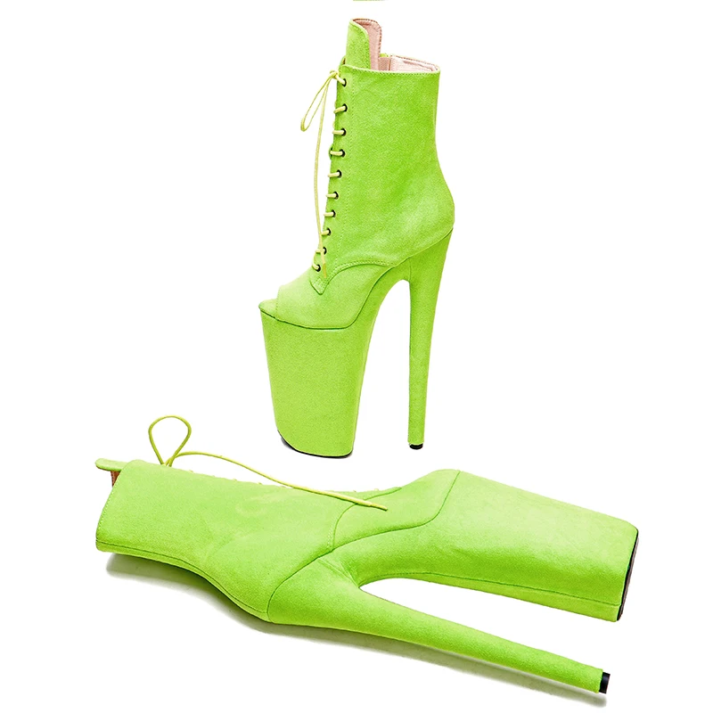 Leecabe  26CM/10inches Suede Upper   sexy exotic High Heel platform party open toe  shoes Pole Dance boot