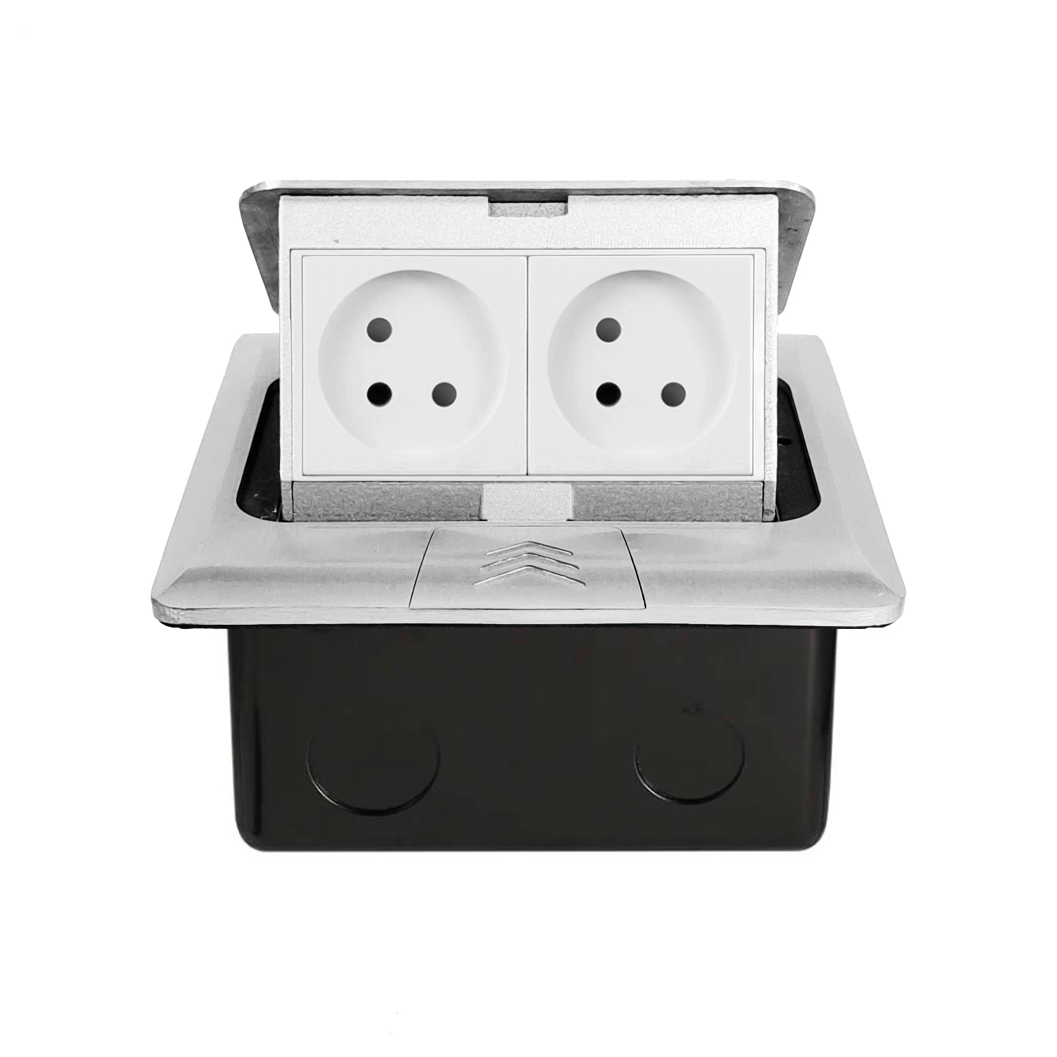 Выдвижная напольная розетка из цельнометаллической панели европейского