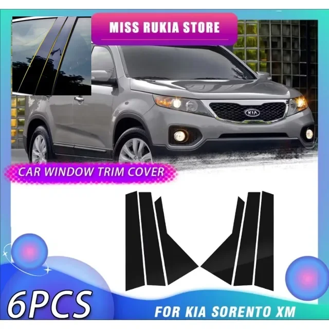 

Ярко-черная наклейка на дверь и окно из углеродного волокна на стойку B C, подходит для Kia Sorento MQ4 Sorento XM Sportage SL Kia Sportage