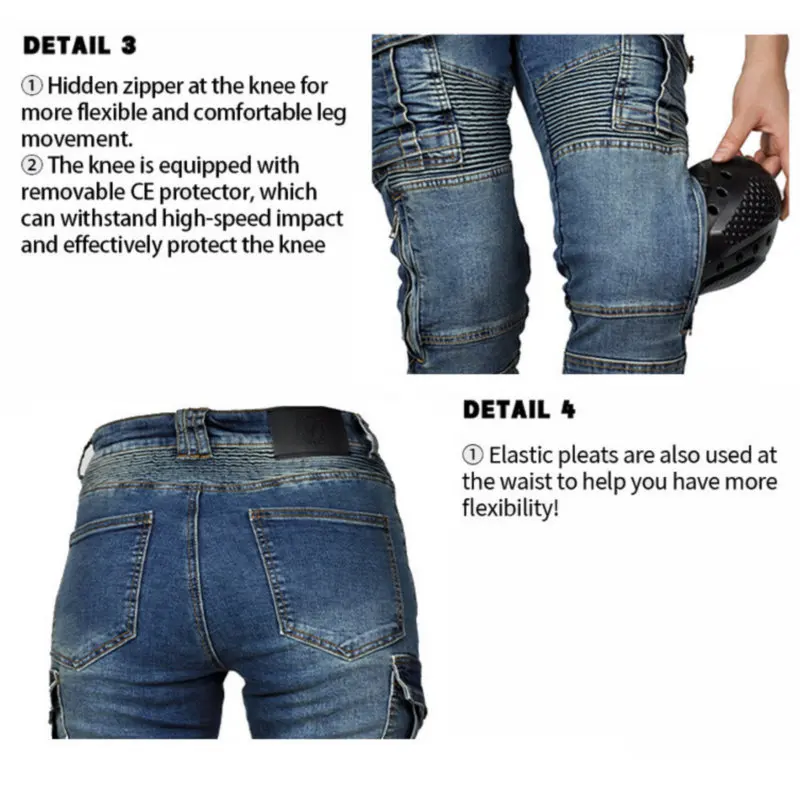 Motorcycle Riding Jeans Outdoor Fashion Biker Protection Pants Adjustable Knee Protectors Bags Four Seasons Cycling Trousers enlarge
