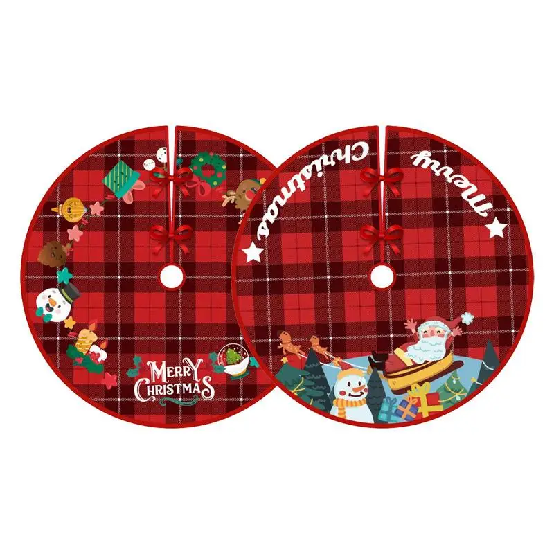 

Christmas Tree Skirt | 35 Inch Red Buffalo Plaid Polyester Christmas Tree Base Mat | Easy Using Christmas Decorations for Bar Ma