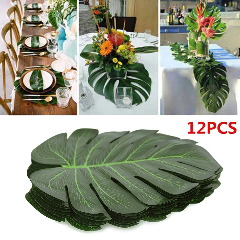 

Artificial Tropical Palm Leaves Plant Hawaiian Luau Aloha Summer Jungle Theme Party Decoration Wedding Birthday Home Table Decor