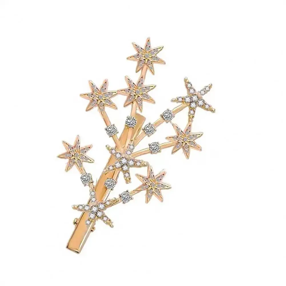 

Duck-Bill Hair Clip Shine Rhinestones Inlaid Golden/Silver Color Star Clip Elegant Decoration Hair Women Hairpin Styling Clip