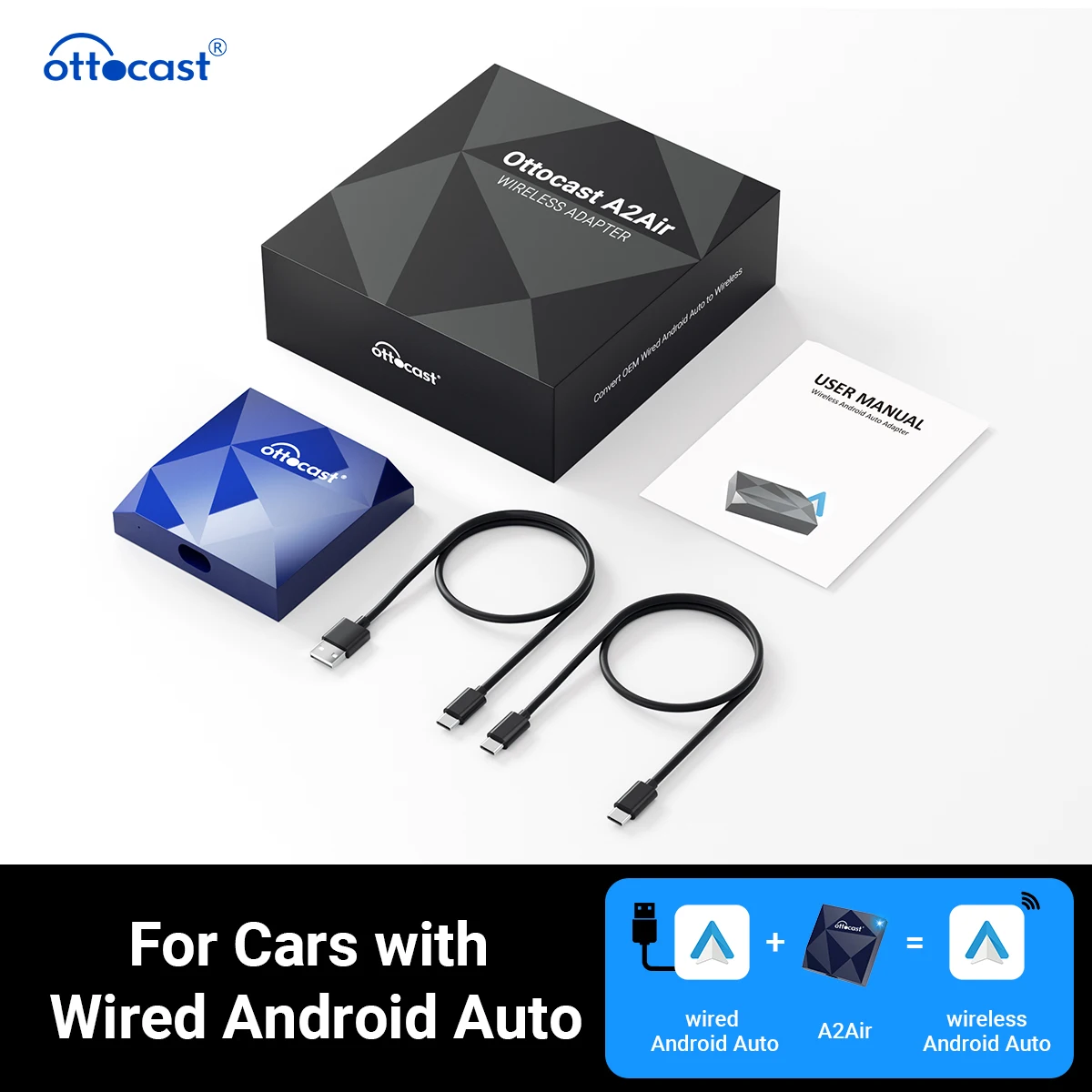 

A2Air Беспроводной Android Auto NFC-адаптер для OEM Проводной Android Auto Автомобильный Быстрое подключение Поддержание OEM Управления Play And Play 2025 г