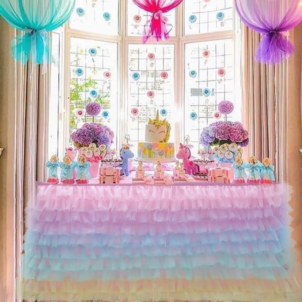 

6FT Tulle Table Skirt Poncho Tablecloth Baby Shower Wedding Supplies