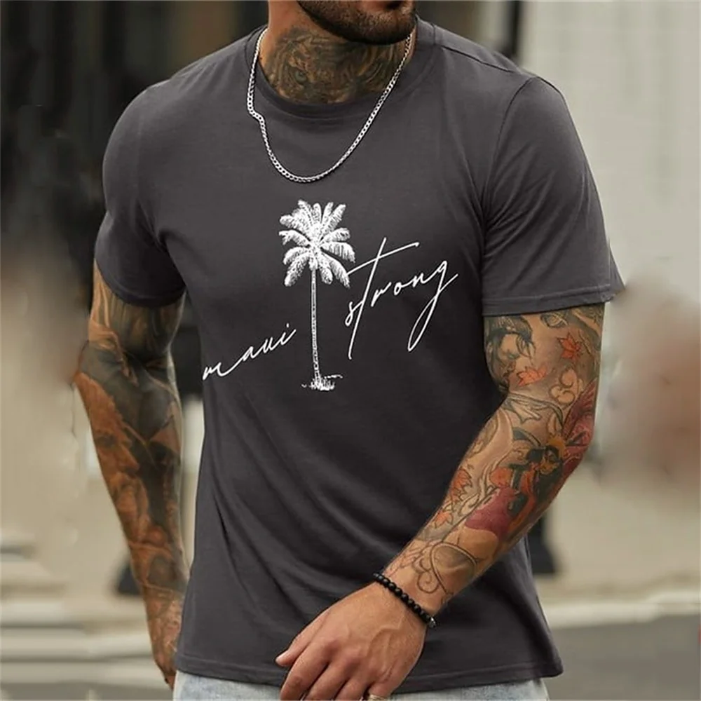 

2024 Retro Men's T-Shirt Summer Coconut Tree 3d Print T Shirt For Men Street Tshirt Fashion Short Sleeve Vintage Men's Clothing