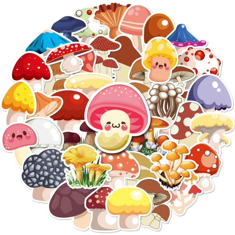 

50pcs Cute Mushroom Graffiti Stickers DIY Suitcase Motorcycle Trolley Case Notebook Hand Account Stationery Laptop Sticker Decal