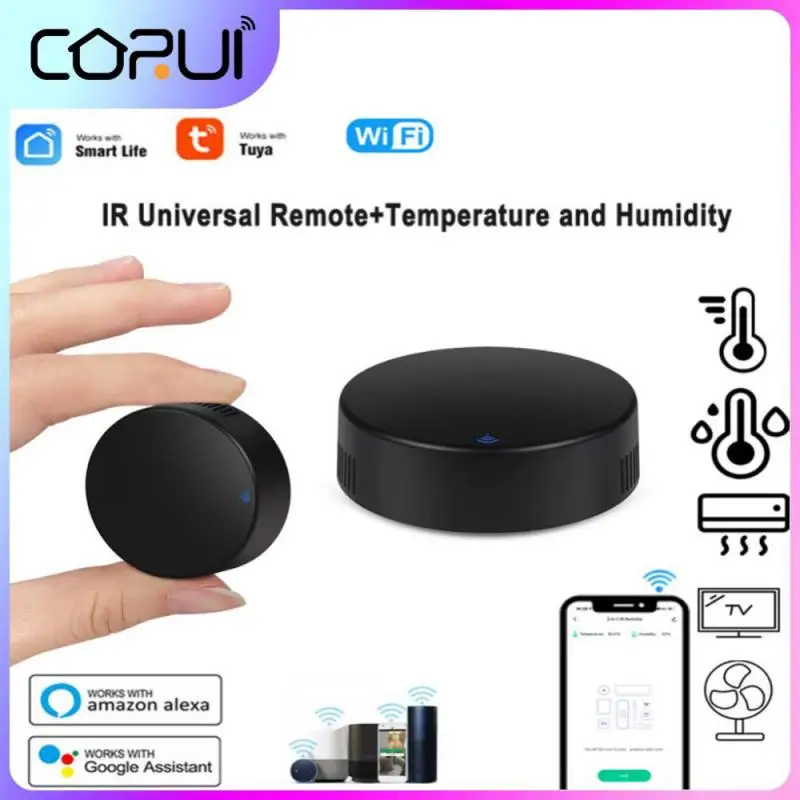 

CORUI Tuya WiFi 3 In 1 IR Universal Remote Control Temperature And Humidity Sensor Smart Life App Work With Alexa Google Home