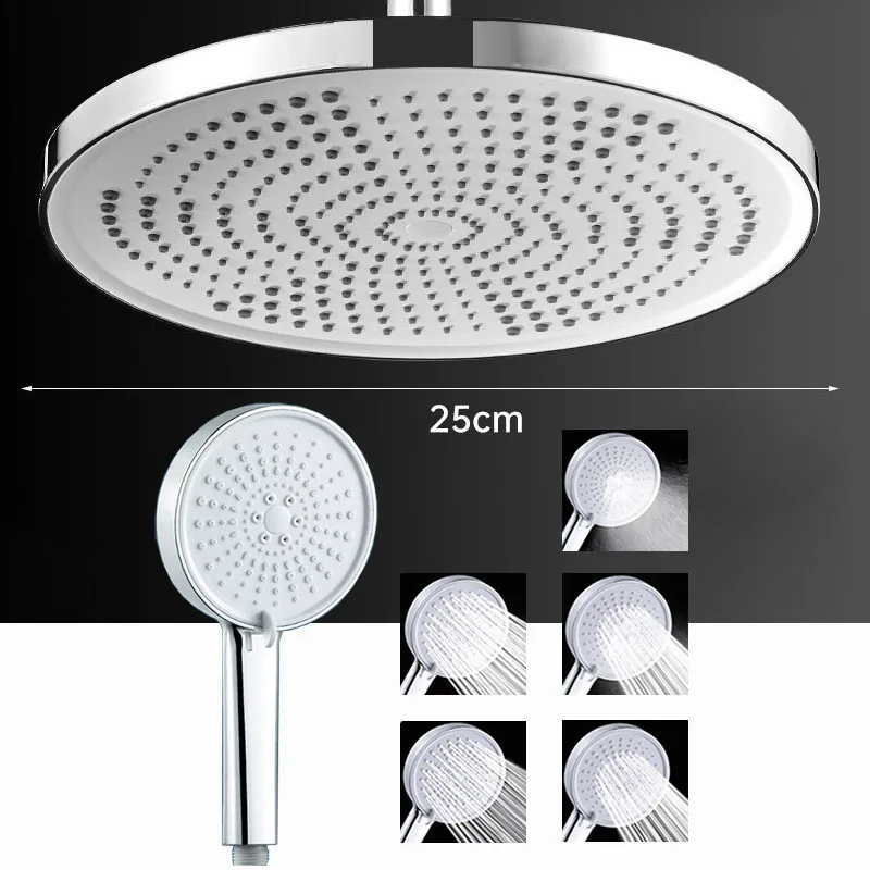 

25cm Large Rainfall Shower Head Top High Pressure Silver Black Rain Shower Heads Bathroom Ceiling Rain Showerhead Accessories