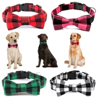 dog collar buffalo plaid classic neck detachable bow tie for pet dogs adjustable puppy small medium large dogs pets collars