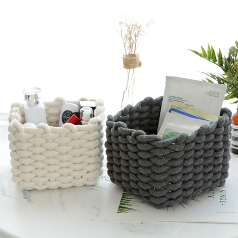 

Скандинавская хлопковая веревка для детской одежды, простой Настольный органайзер, коробка для детских игрушек, снэков, ключей, ткани, косм...