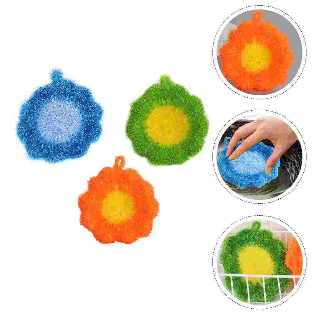 

3Pcs Flower Dish Towels Colored Dish Washing Towels Polyester Silk Washing Cloth