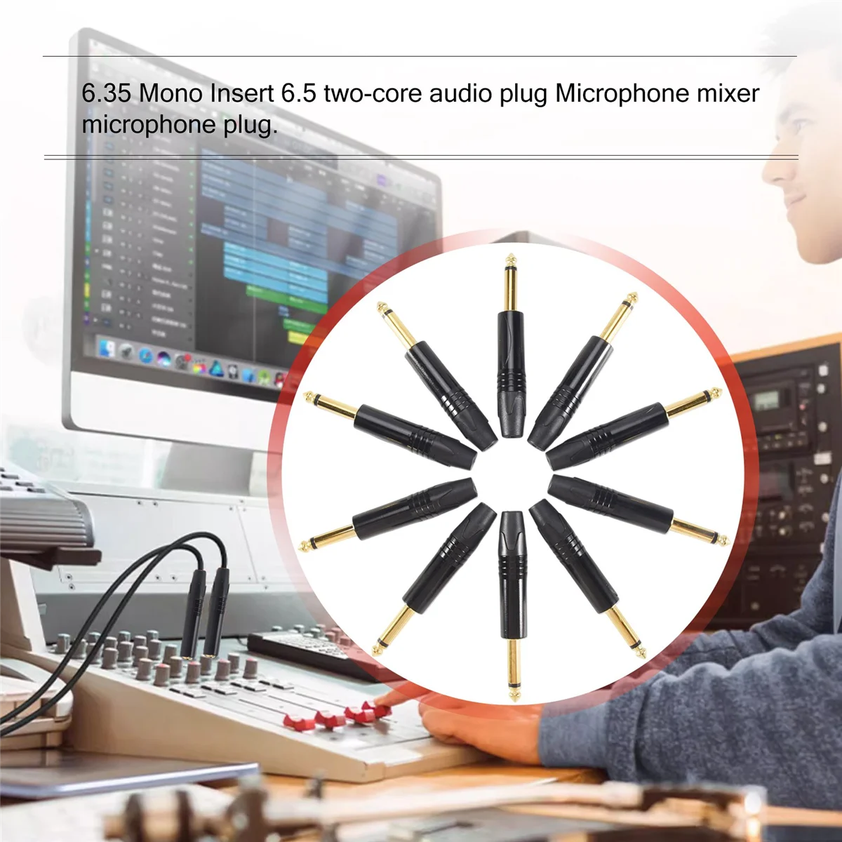 Позолота 10 шт. моноразъем профессиональный 2-полюсный 6 35 мм 5 стереоразъем разъем