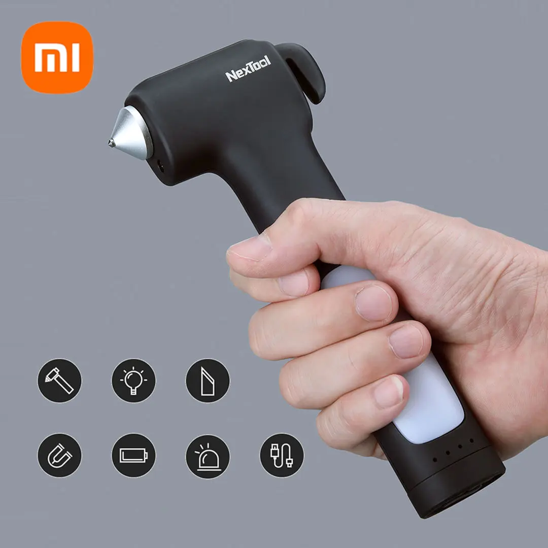 

Xiaomi Nextool 4 in 1 Multi Safety Hammer Emergency Car Escape Hammer Window Breaker Seatbelt Cutter LED Flashlight Power Bank
