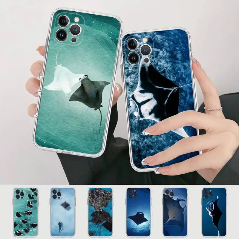 

Yinuoda Animal Manta Ray Phone Case For iPhone 14 13 12 Mini 11 Pro XS Max X XR SE 6 7 8 Plus Soft Silicone Cover