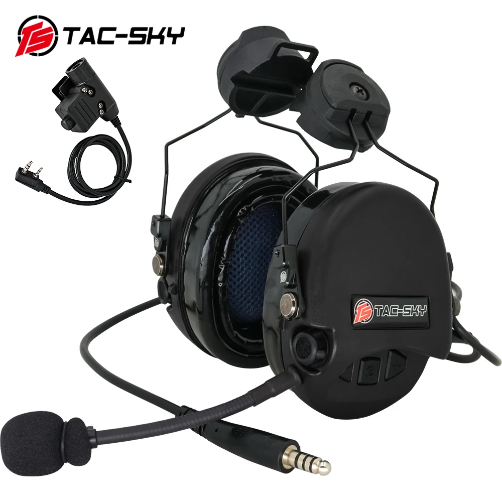 

TS Tac-Sky Tactical Headphones, Noise Cancelling Headphones, ARC Rail Track Adapter Version for Airsoft, Shooting (BK)