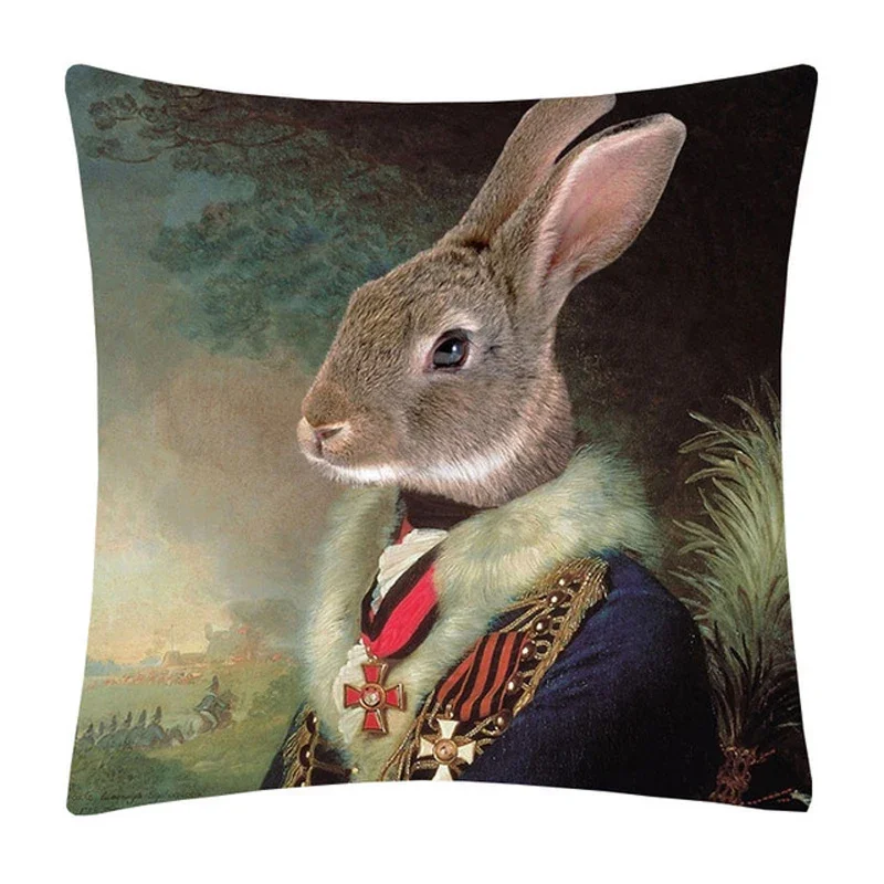 Наволочка 45x45 см, полиэстер, животные, печать