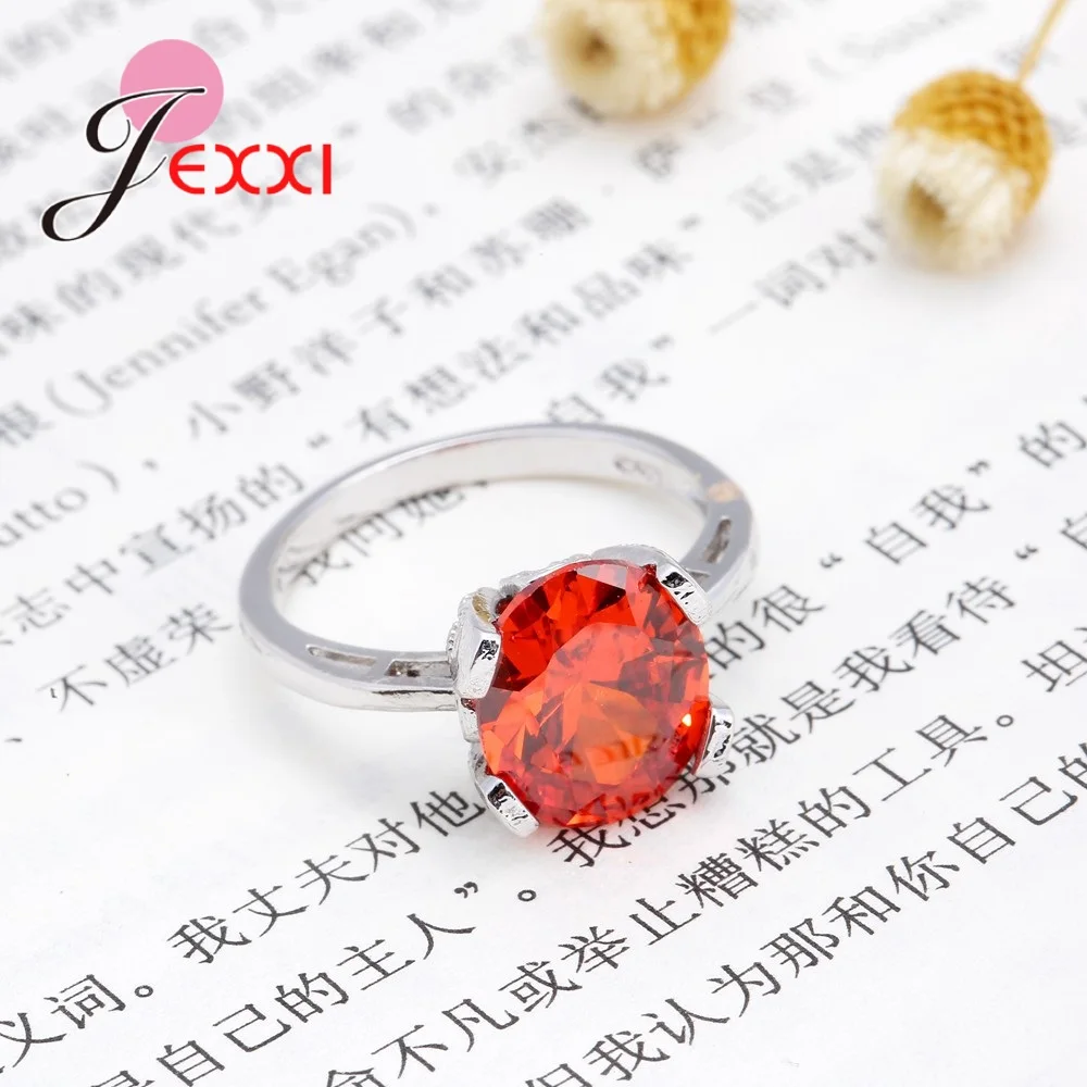 Фото Кольцо с красным камнем Bague Rose, 925 пробы, серебро, кристалл, модные юбилейные ювелирные изделия для женщин, anel обручальные кольца №5