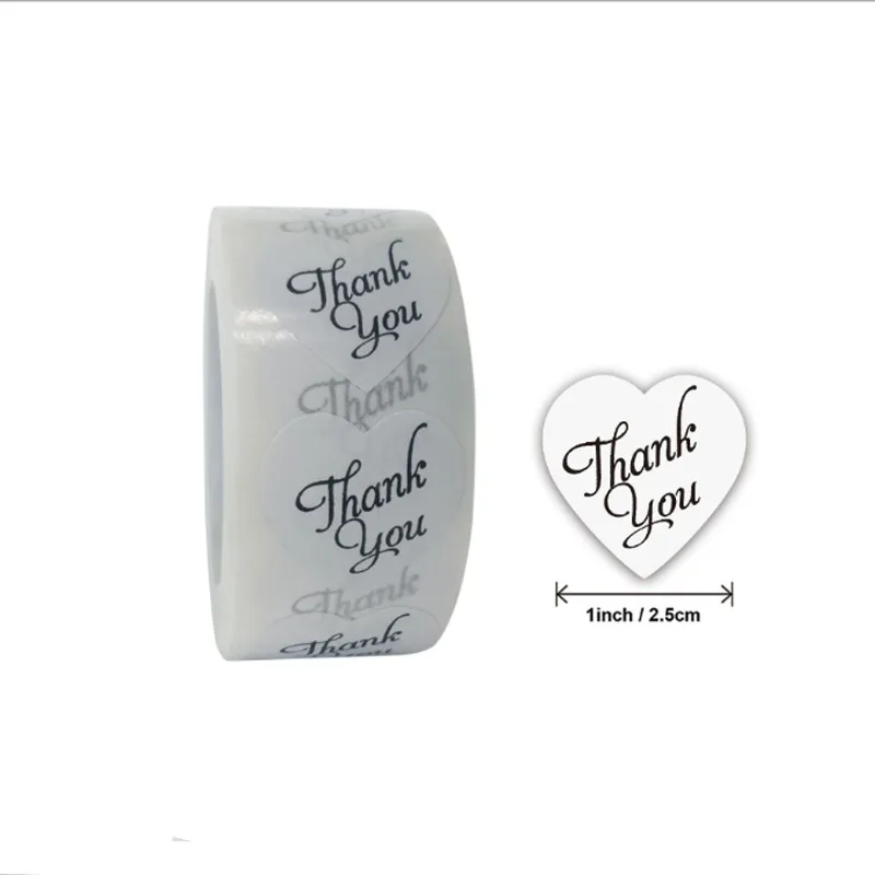 

5000 pieces thank you heart-shaped thank you White love Roll Sealing Stickers Crafts Wedding Decoration Stickers