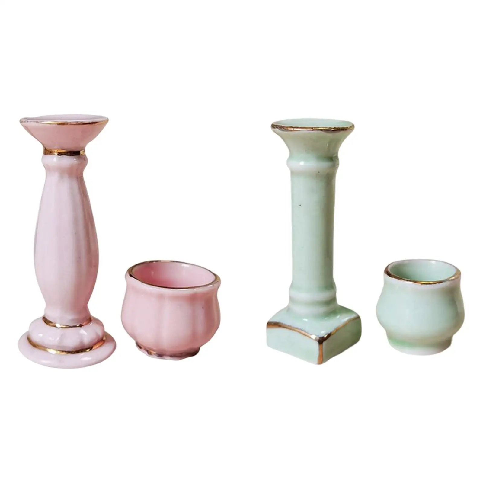 

Ceramic Roman Flower Pillar Tea Set Miniature Set for Miniature Dollhouse Accessories