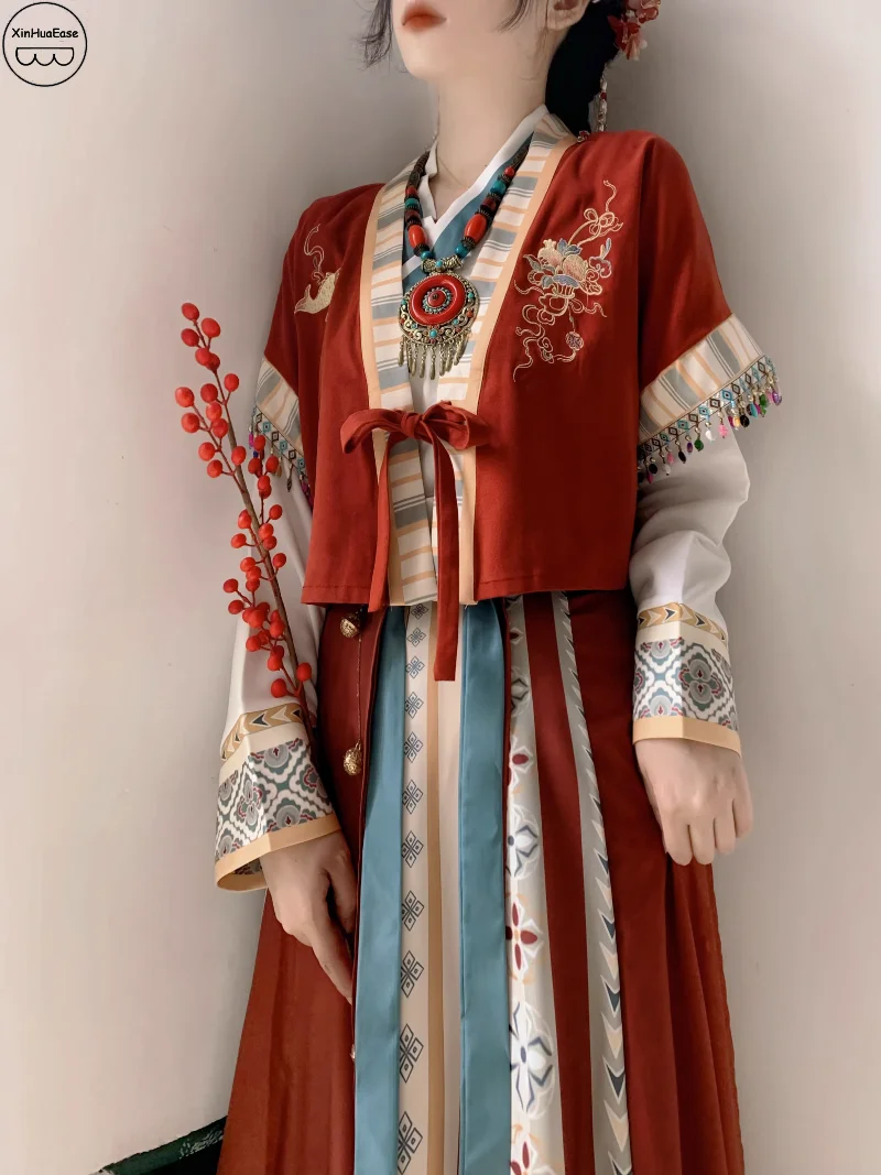 

XinHuaEase Red Hanfu Women Chinese Traditional Clothing Female Han Element Daily Improvement Wei Jin Style Sinicization Cosplay