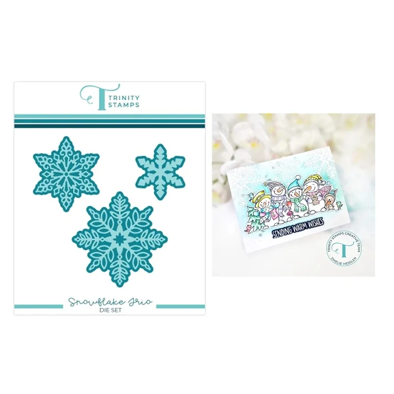 

Christmas Snowflake Trio Metal Cutting Dies Hot Foils New 2023 Scrapbooking For Paper Making Embossing Frame Card