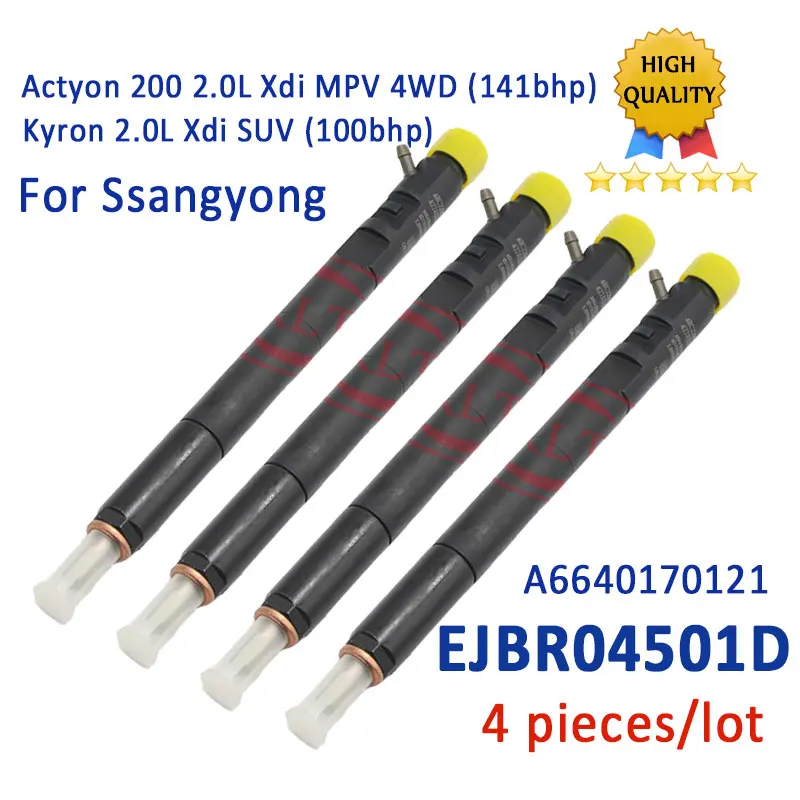 

4PCS GENUINE NEW INJECTOR A6640170121 6640170121 EJBR04501D EJBR03301D NOZZLE FOR SSANGYONG DIESSEL ACTYON KYRON REXTON Euro 4