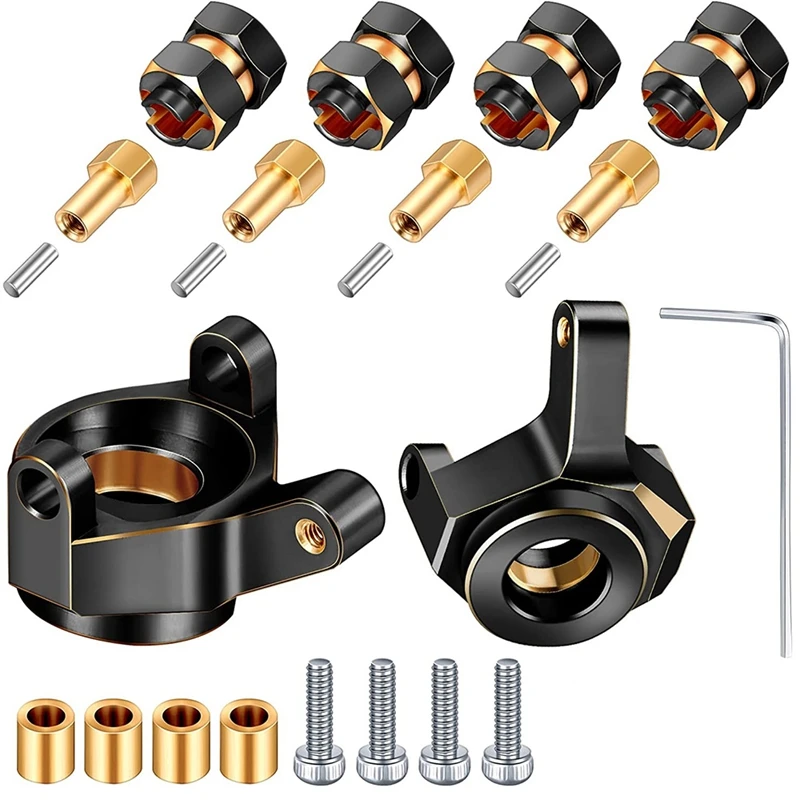 

Brass Wheel Hex Hub Extension 8Mm Thick And Steering Knuckle Set For AXIAL SCX24 1/24 RC Crawler Car Upgrade Parts