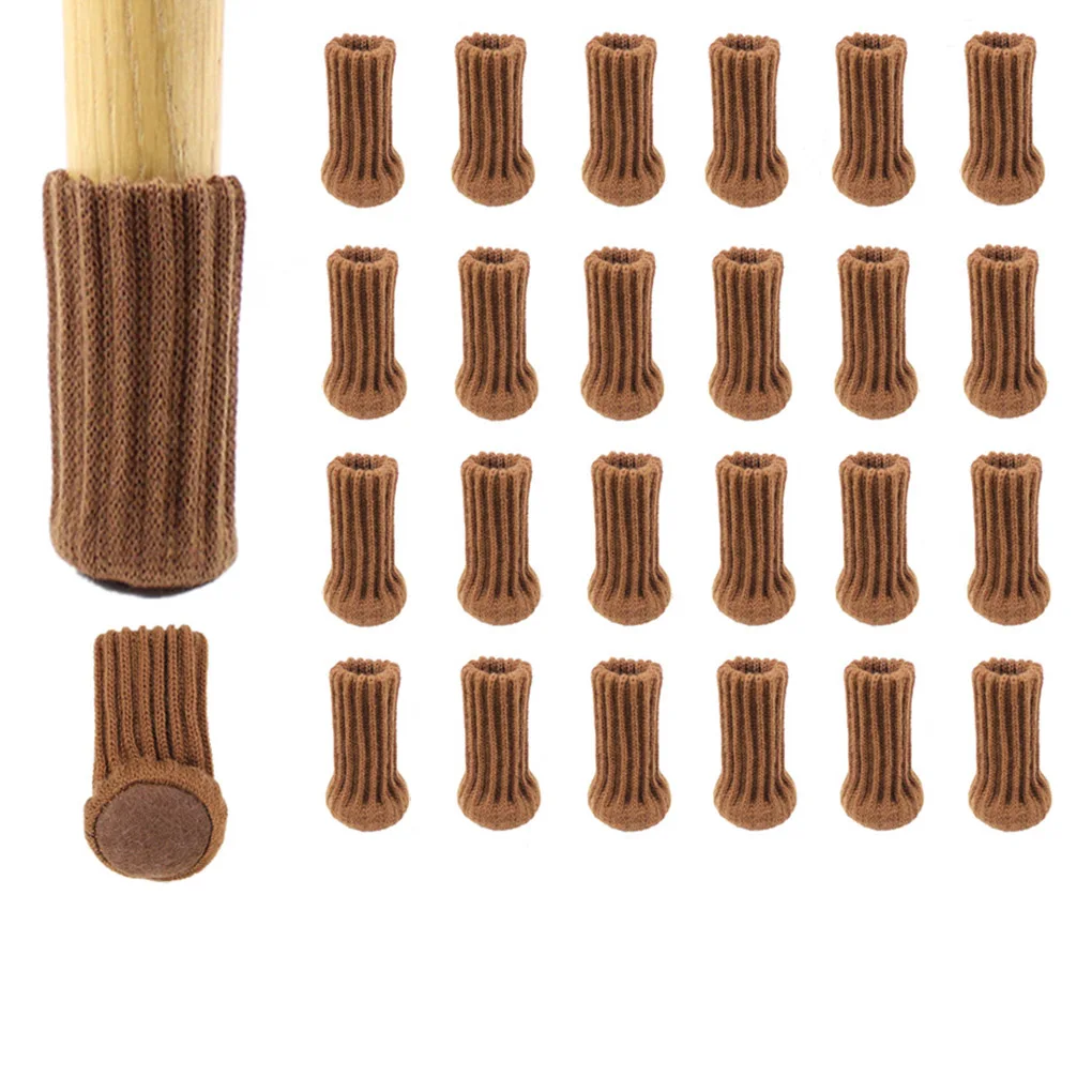 

24pcs Double-Layer knitted Chair Sock Noise-Reducing Bench Foot Protector Home Table Leg Set
