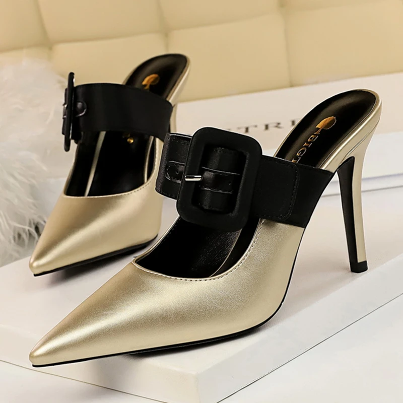 

Fashion Slingback Pumps Women 2022 New Summer Women's High Heels Gold Ladies Shoes Party Platform Black Heels for Women