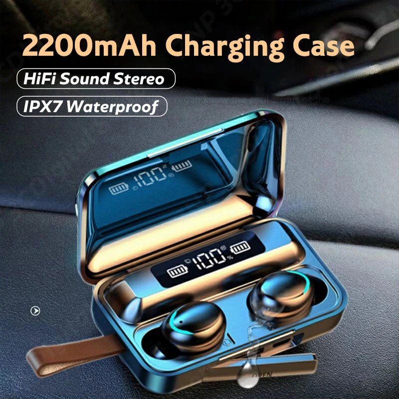 

Bluetooth 5.0 Earphones 2200mAh Charging Box Wireless Headphone Stereo Sport Waterproof Earbuds Headset With Mic Noise Reduction