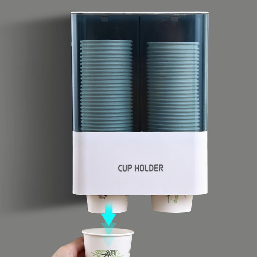 

Wall Mounted Disposable Paper Cup Dispenser Pull Type Plastic Cup Holder Anti-Dust Storage Rack Office Tumbler Holders Kitchen