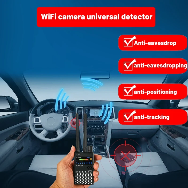 

G318A 1Mhz-6500Mhz GPS Locator Detector 15㎡ Precise Detection Anti Camera Theft And Anti Tracking Hotel Camera Detector