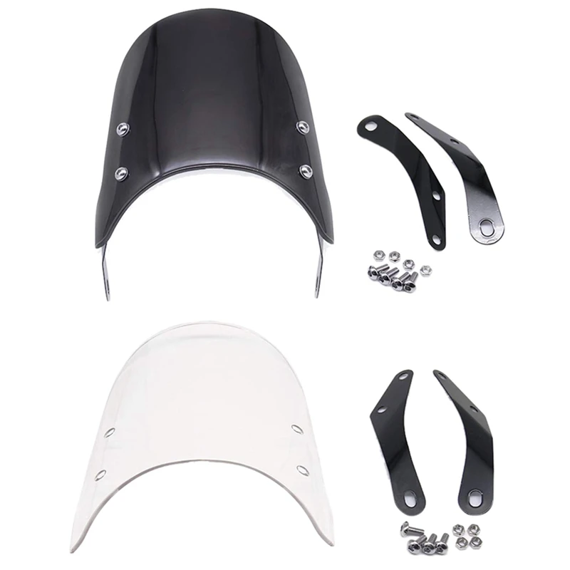 

2 Set Motorcycle Headlight Fairing Windshield Windscreen Compatible for Triumph Bonneville-Black & Transparent