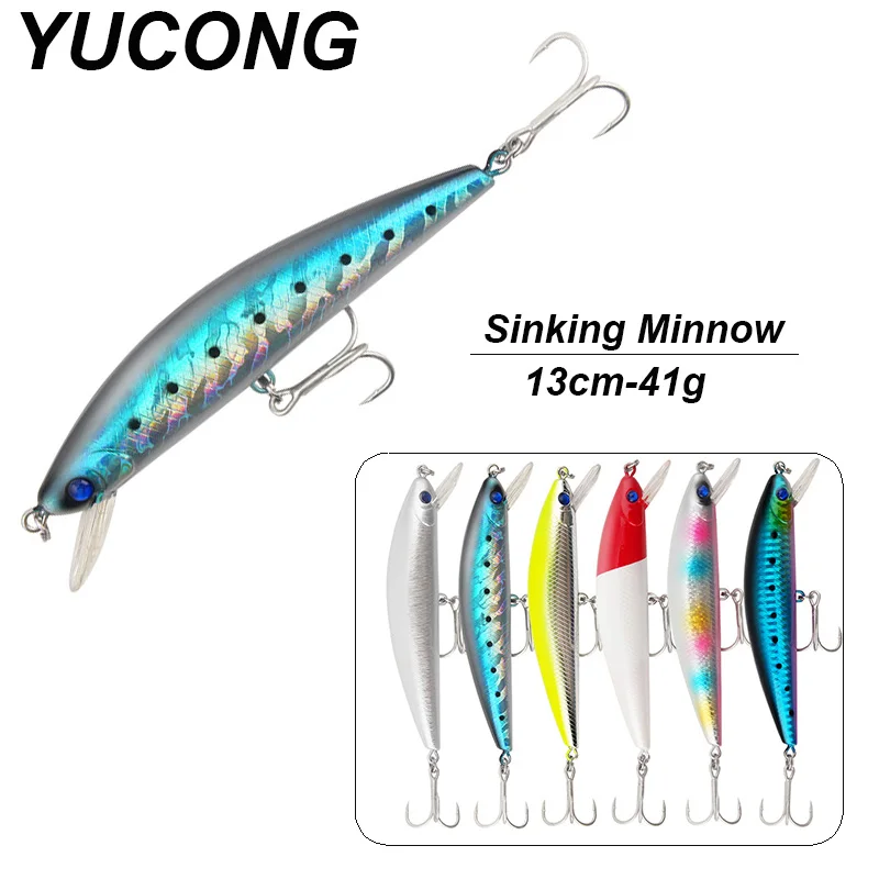 

YUCONG 1PX Тонущая приманка в форме гольяна 13m-41g Дайвинг приманки для ловли на блесну воблер искусственные жесткие басы приманка рыба приманки д...