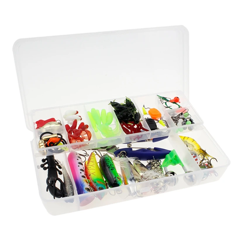 

106Pcs Fishing Tackle Box Lure Kit Set Fishing Lure Minnow Popper Spoon Crank Baits Fishing Hooks Accessories