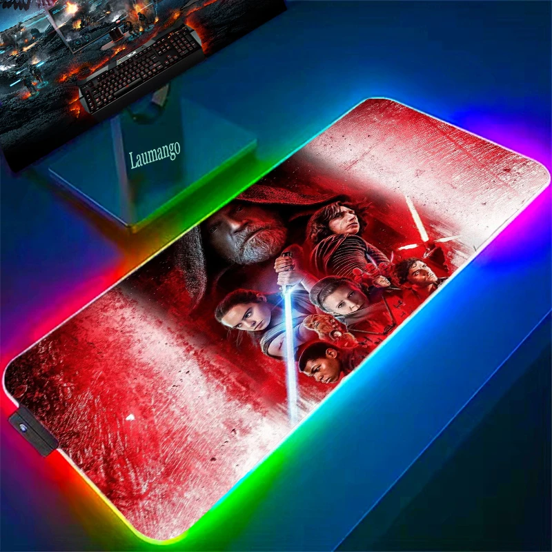 Gamer Keyboard Mouse Pad With Rgb Stars Wars Gaming Led Custom Xxl Desk Carpet Large Computer Mat Pc Computers Backlight Big images - 6