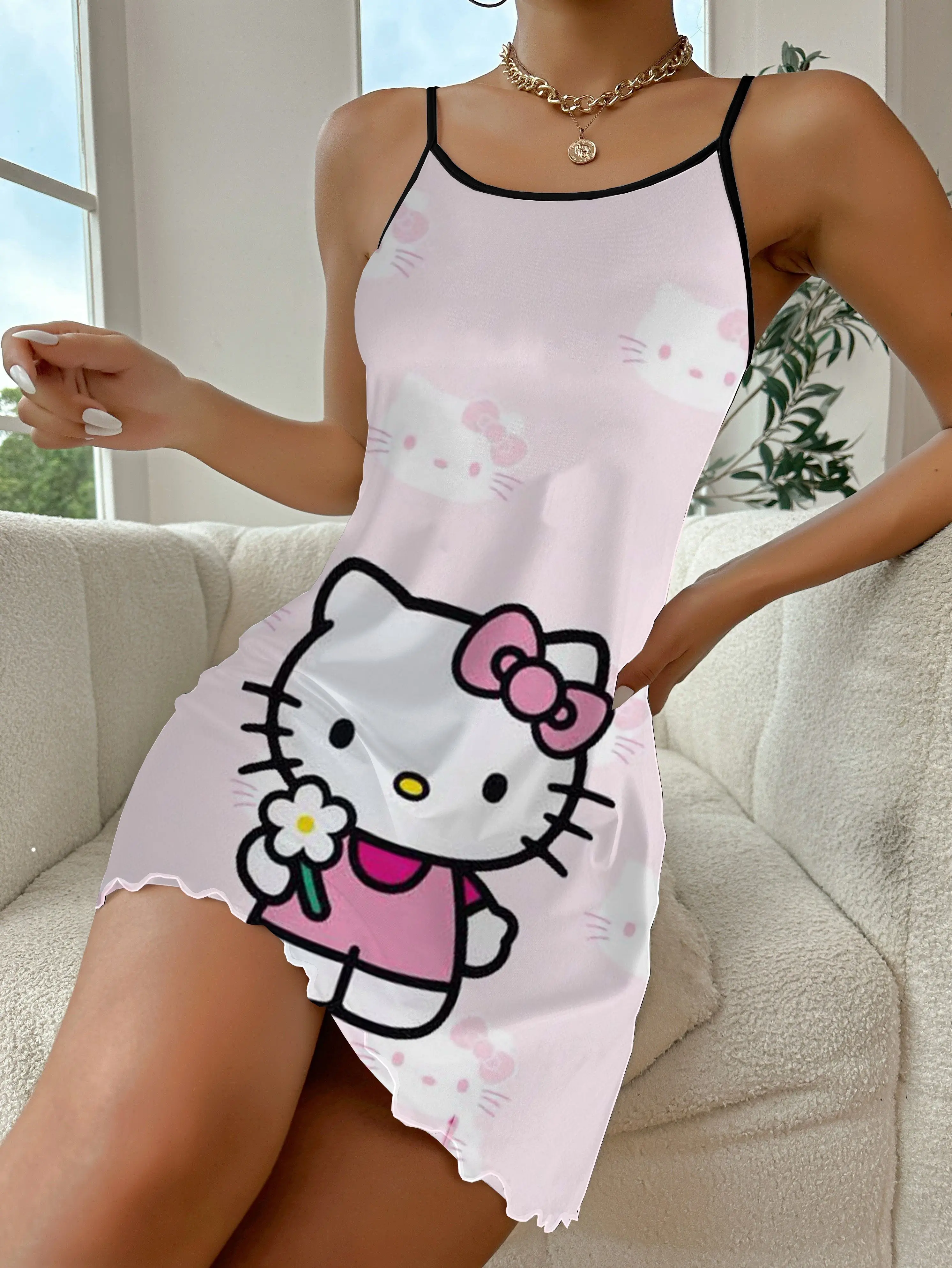 Женское атласное мини-платье Hello Kitty