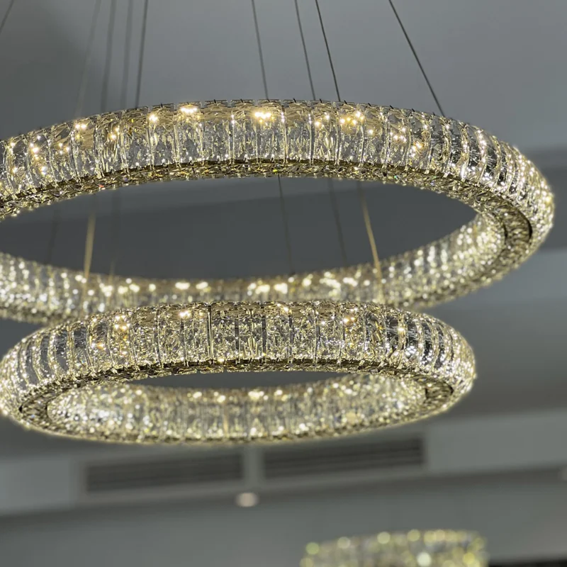 

Luxury Modern Crystal Chandelier Lighting Living Room Rings Design Dining room Hanging Light Fixtures Bedroom Circle Lustre Lamp