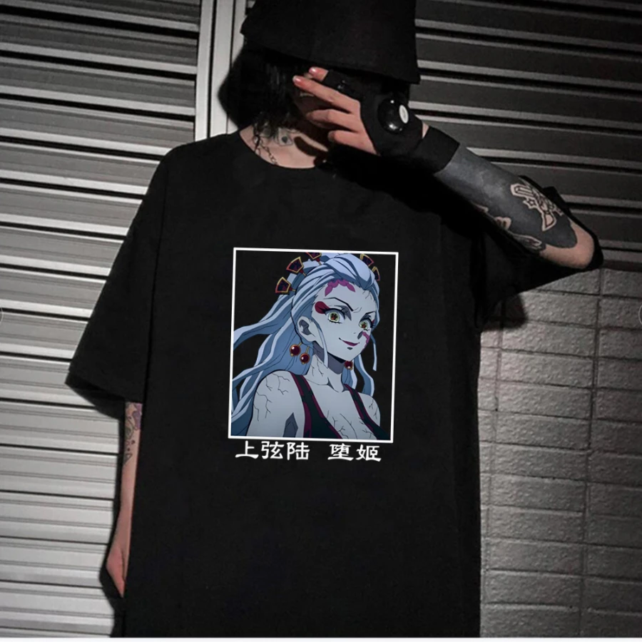 

Летняя футболка унисекс в стиле аниме, Повседневная Уличная одежда в стиле Харадзюку, с изображением рассекающих демонов, в стиле хип-хоп, Харадзюку