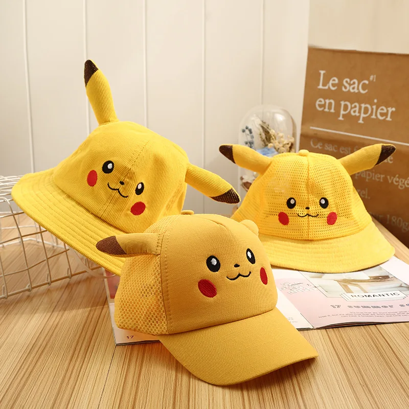 

Pokemon Summer Sunscreen Fisherman Hat Yellow Pikachu Adult Hat Female Cute Spring Cartoon Parent-Child Sunshade Hat