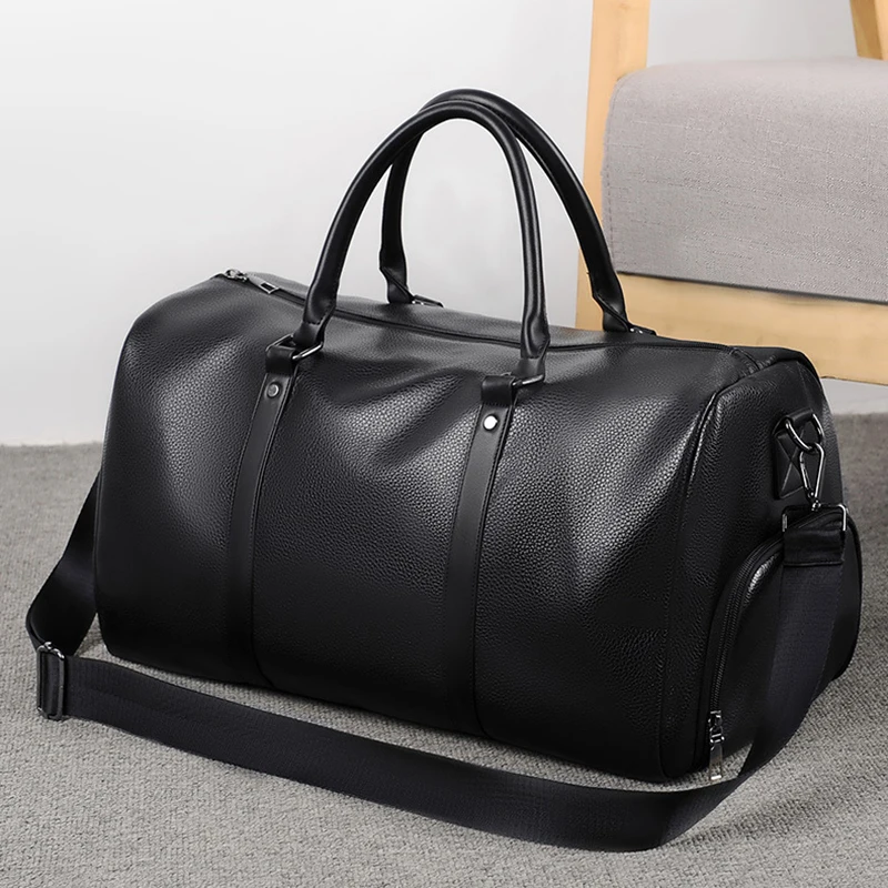 Leather Tote Bags Male Gym Boston Shoes Fitness Travel Luggage Duffle Waterproof Shoulder Sports Bag For Men Women'S Handbag
